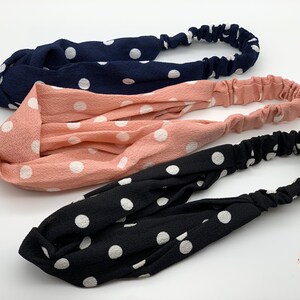 Polka twisted headband,Twisted turban headbands ,yoga headbands, turban headband, headband for women, wide headbands , Satin headbands