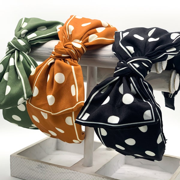 Big bow headbands for women, Knotted bow headband, Polka dots headbands for women, headbands for girls,