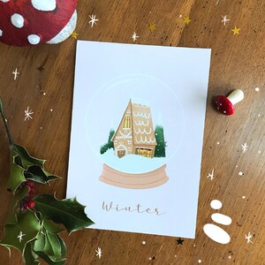 Illustrations sur de Noël - à encadrer ou à envoyer avec un mot - happy new years - pull de Noël - boule à neige - couple de pains d'épices