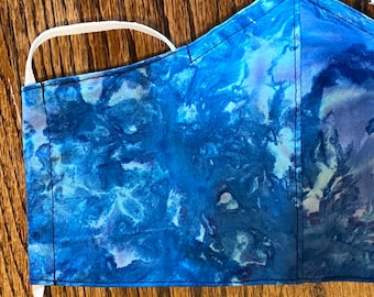 5 Blue Opt: Blue Navy Solid, Marble Colored Face Masks Fitted cotton 2 layer w/opt 3 layer w/nose wire washable free shipping & tracking