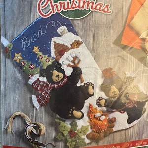 Bucilla Felt Ornaments Applique Kit Set of 4 - Holiday Black Bears