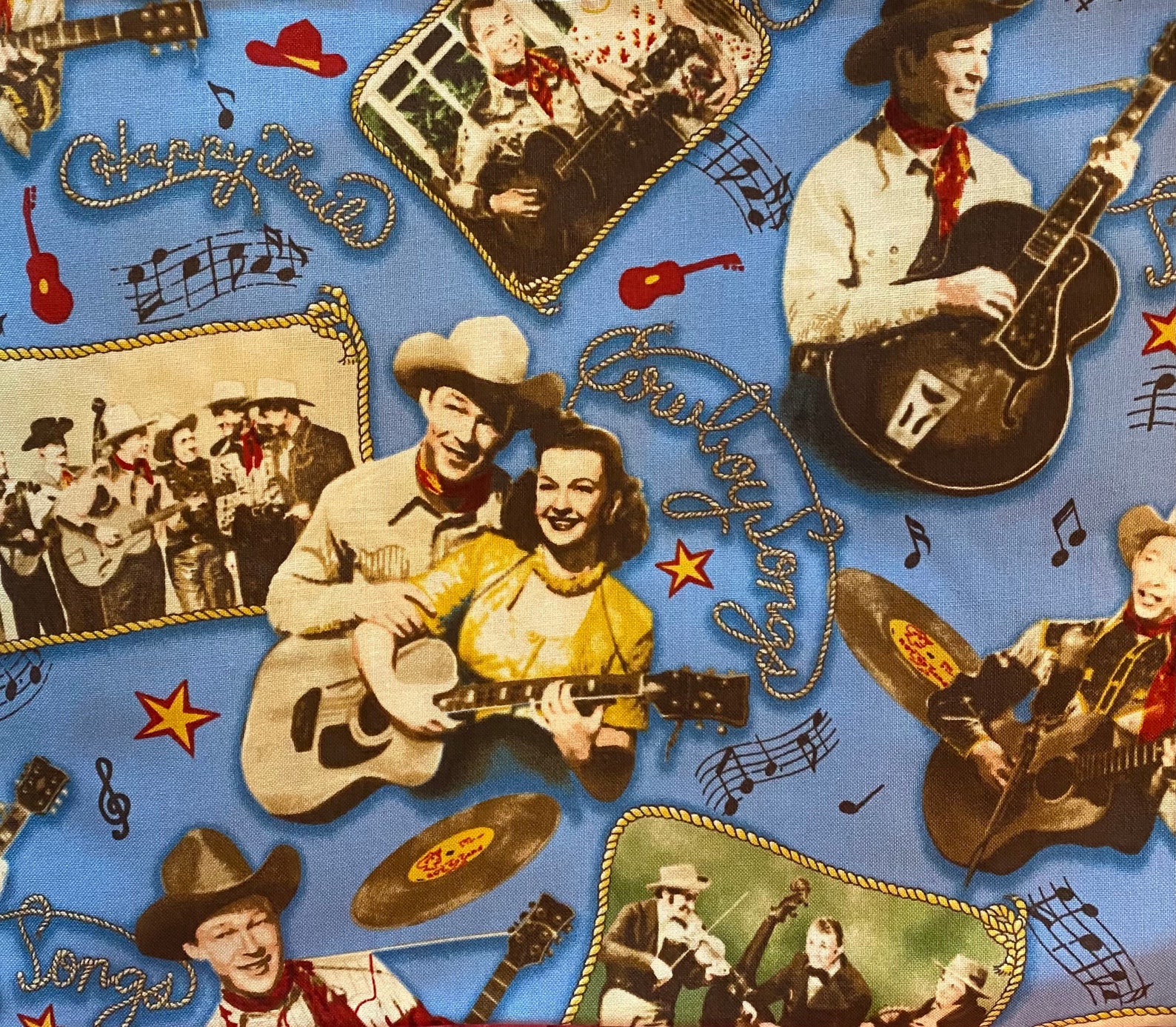 Roy Rogers & Dale Evans Happy Trails on Blue Robert Kaufman Etsy