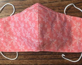 Snowflake Face Mask Fitted cotton 2 layer w/opt 3 layers - nose wire washable free shipping & tracking