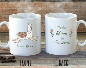 Taza de mamá llama, regalo del día de la madre, mejor taza de mamá, taza de regalo de nueva madre, taza de café linda, taza de llama divertida, regalos para mamá, taza personalizada