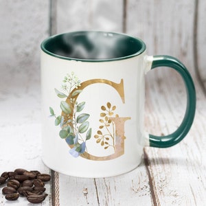 Personalized Initial Mug, Floral Monogram Mug, Initial Mug, Custom Coffee Mug, Bridesmaid mug Gifts, Floral Mug, Coffee mug, Christmas gift