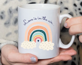 Valentines Coffee Mug, Love is in the air mug, Love Mug, Rainbow Mug, Love gift for her / for his, Trendy Coffee Mug, Valentines gift