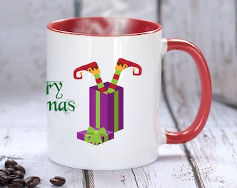 Taza personalizada de duende navideño: regalo de café navideño