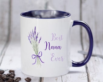 Best Nana Ever mug, Personalized Nanny Mug, Best Grandma Mug, Nanny coffee cup Grandmother gift Custom gift for Nana lavender Coffee Tea Mug