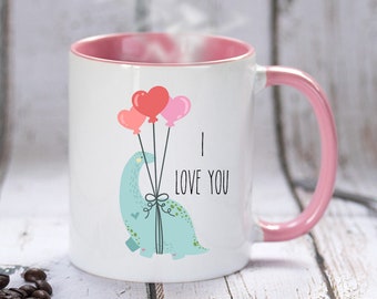 Dinosaur Valentine's Day Mug: I Love You Dino Coffee Cup