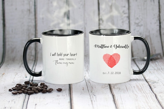 Heart Coffee Tea Mug, Personalized Love Mug, Wedding Coffee Mug