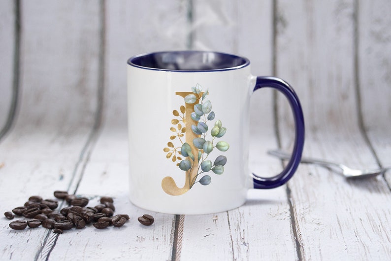Personalized Monogram Mug Floral Initial Mug Initial Mug Etsy UK