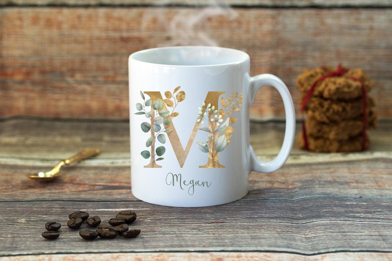 Personalized Initial Mug Floral Monogram Mug Initial Mug Etsy