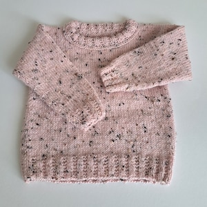 Pink Knit Children&#39;s Sweater - Classic Jumper for Kids - Toddler Winter Pullover - Hand Knit Alpaca Sweater