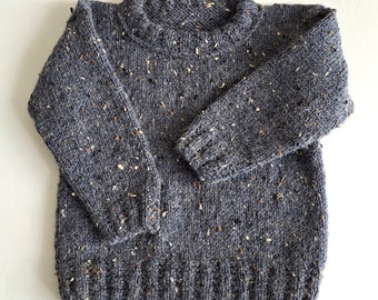 Hand Knit Kids Sweater - Pullover for Toddlers - Handmade Children Alpaca Yarn Jumper - Unisex