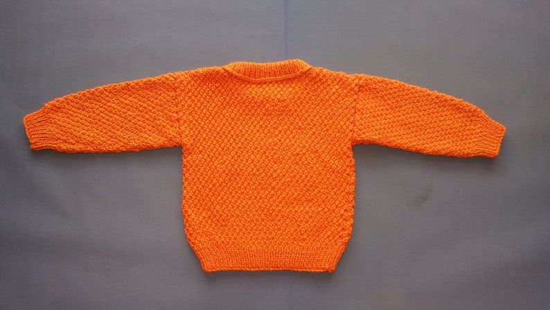 Gender Neutral Baby Clothing Handmade New Vibrant Orange Unisex Knitted Pullover Children/'s Sweater Toddler Knit Sweater