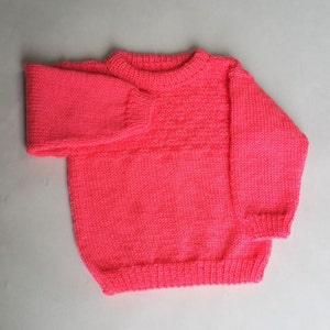 Toddler Top - Baby Girl Pink Jumper - Pink Toddler Sweater - Child&#39;s Knit Sweater - Handknit Sweater 2T