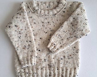 Hand Knit Kids Sweater - Pullover for Toddlers - Handmade Children Alpaca Yarn Jumper - Unisex