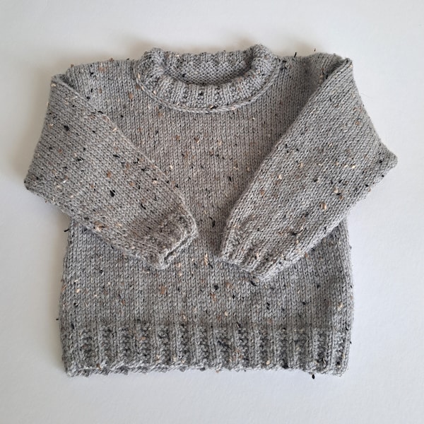 Grey Knit Children's Sweater - Classic Jumper for Kids - Toddler Winter Pullover