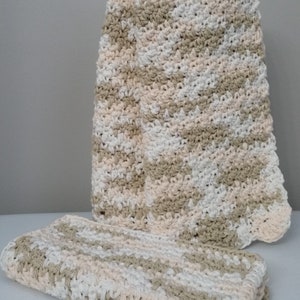 Handmade Crochet Kitchen Towels - Eco Friendly Cleaning Cloths - Reusable Dish Cloths - Neutral Kitchen Accessories - Crochet Hand Towel Set