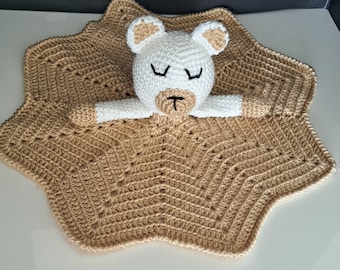 Crochet Teddy Bear Security Blanket - Soft Toy - Handmade Plushies - Baby Items