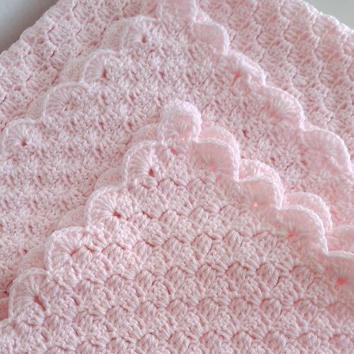 Handmade Crochet Baby Blanket: Soft Pink Knit Nursery Decor