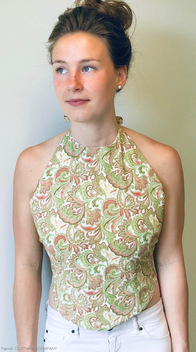 Boho Paisley Halter Top in Lined Cotton Kelly Etsy
