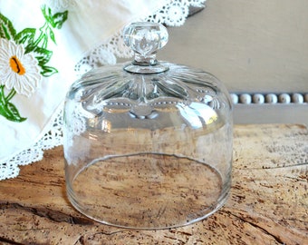 Vintage Kristallglas Cloche Französisch 19.Jh. Mund geblasenes Glas Kuchen abdeckung Käseabdeckung Lebensmittelabdeckung, Regalstyling