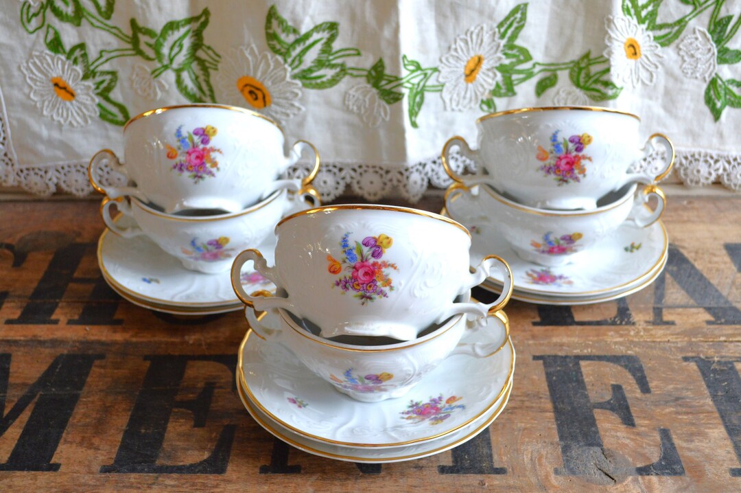 Vintage Chocolate Cups & Saucers X 6, Czechoslovakia Concordia Lesov ...