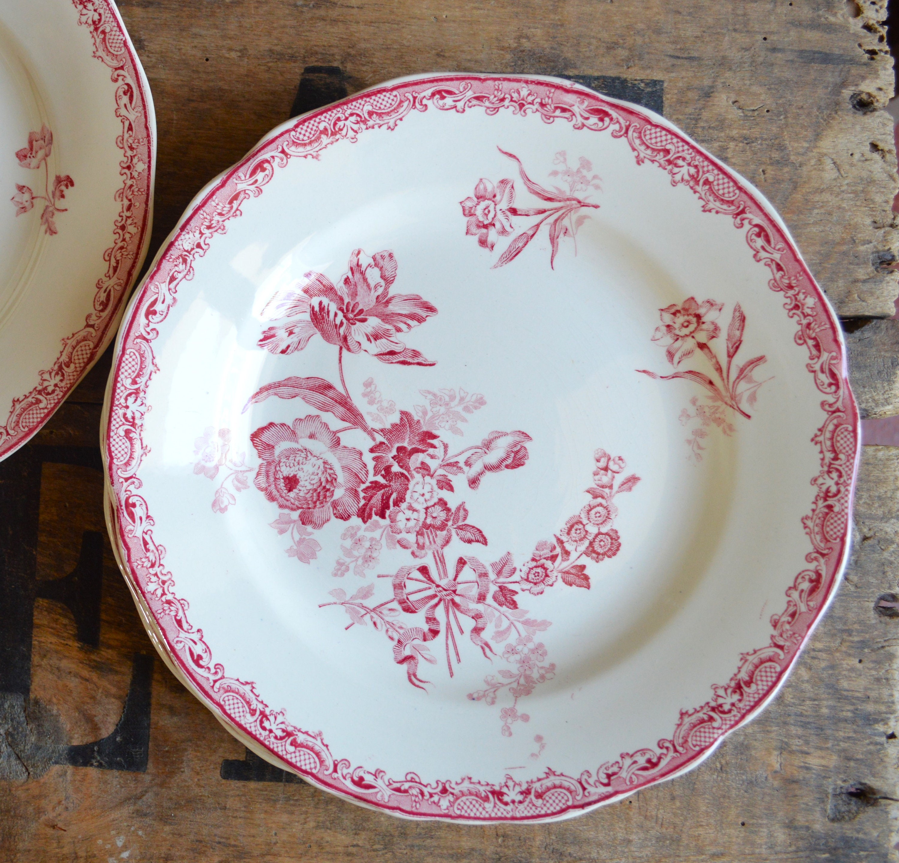 assiette en pierre de fer française art nouveau utzschnieder & co sarreguemines xixe siècle, table campagne française