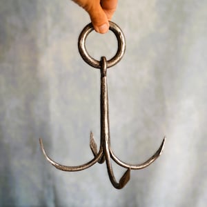 Vintage French Iron Ceiling Hook: Rustic Kitchen Utensil Rack