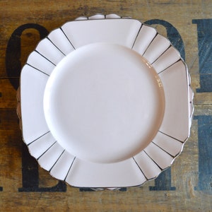 Art Deco Pink Plate: 1920s Belgian BOCH Freres, Silver Accent