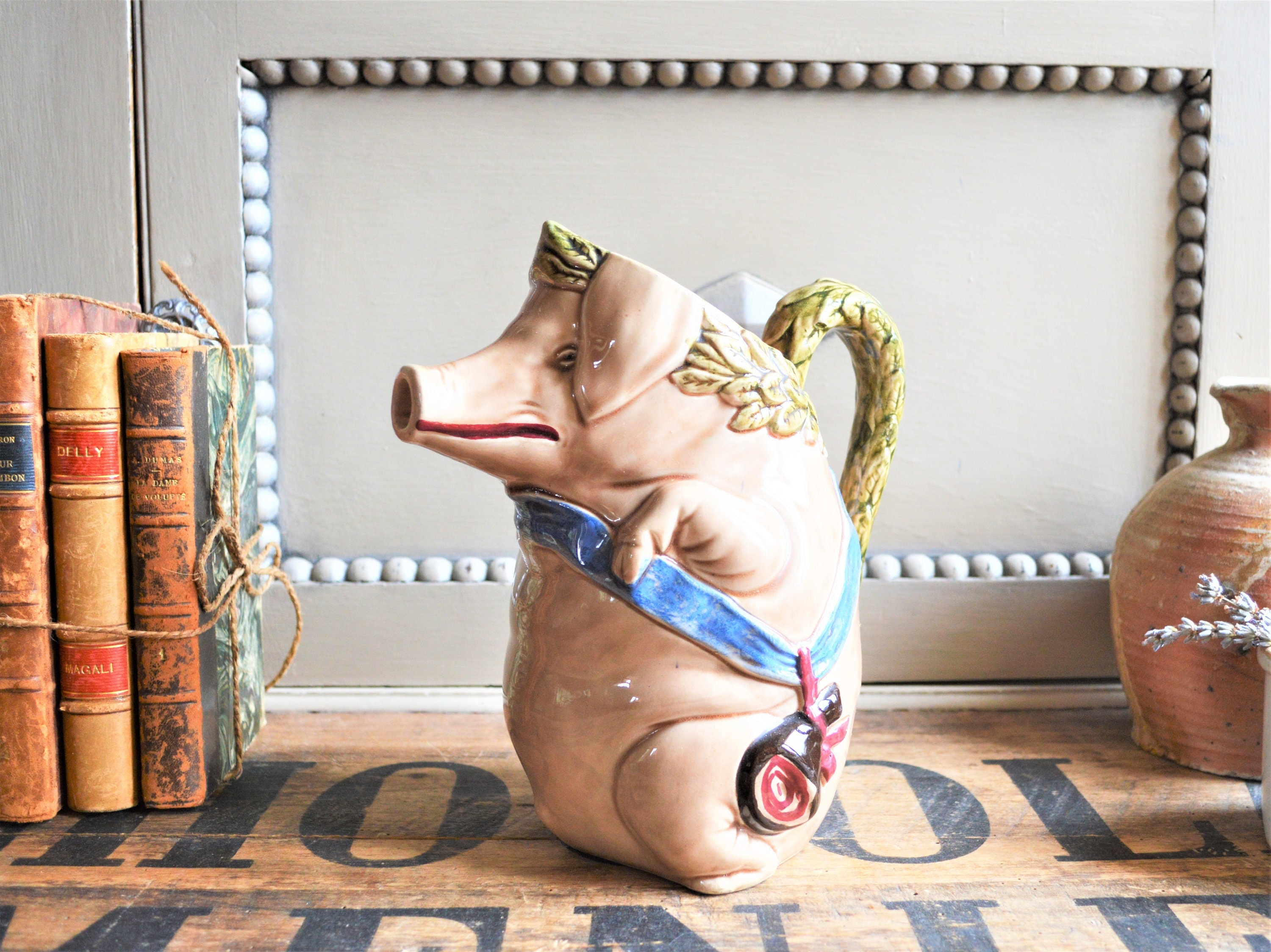 pichet De Cochon En Majolique,