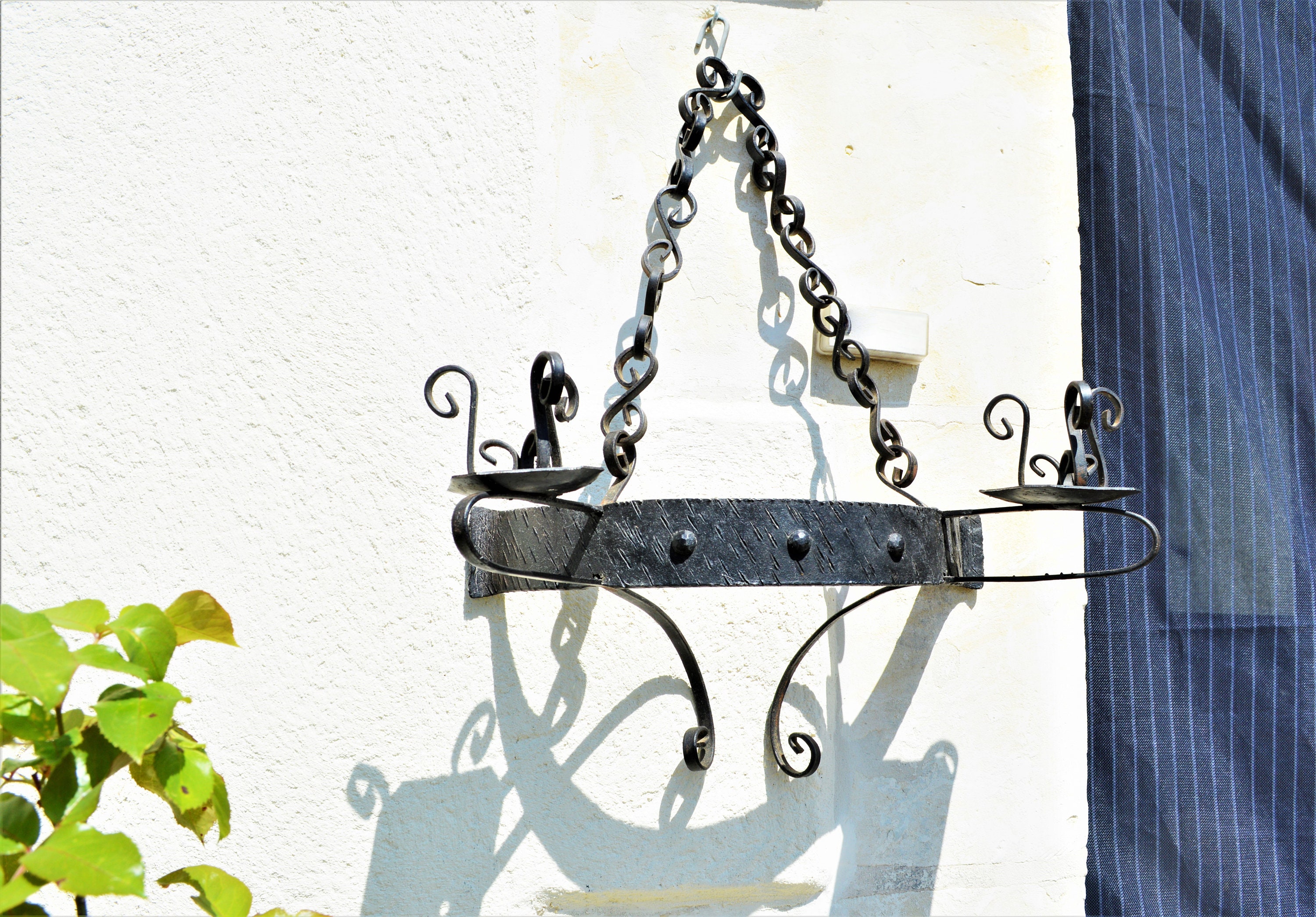 Français Mur en Fer, Bougeoir Fer Forgé, Candélabre de Ferme, Fabrication Artisanale