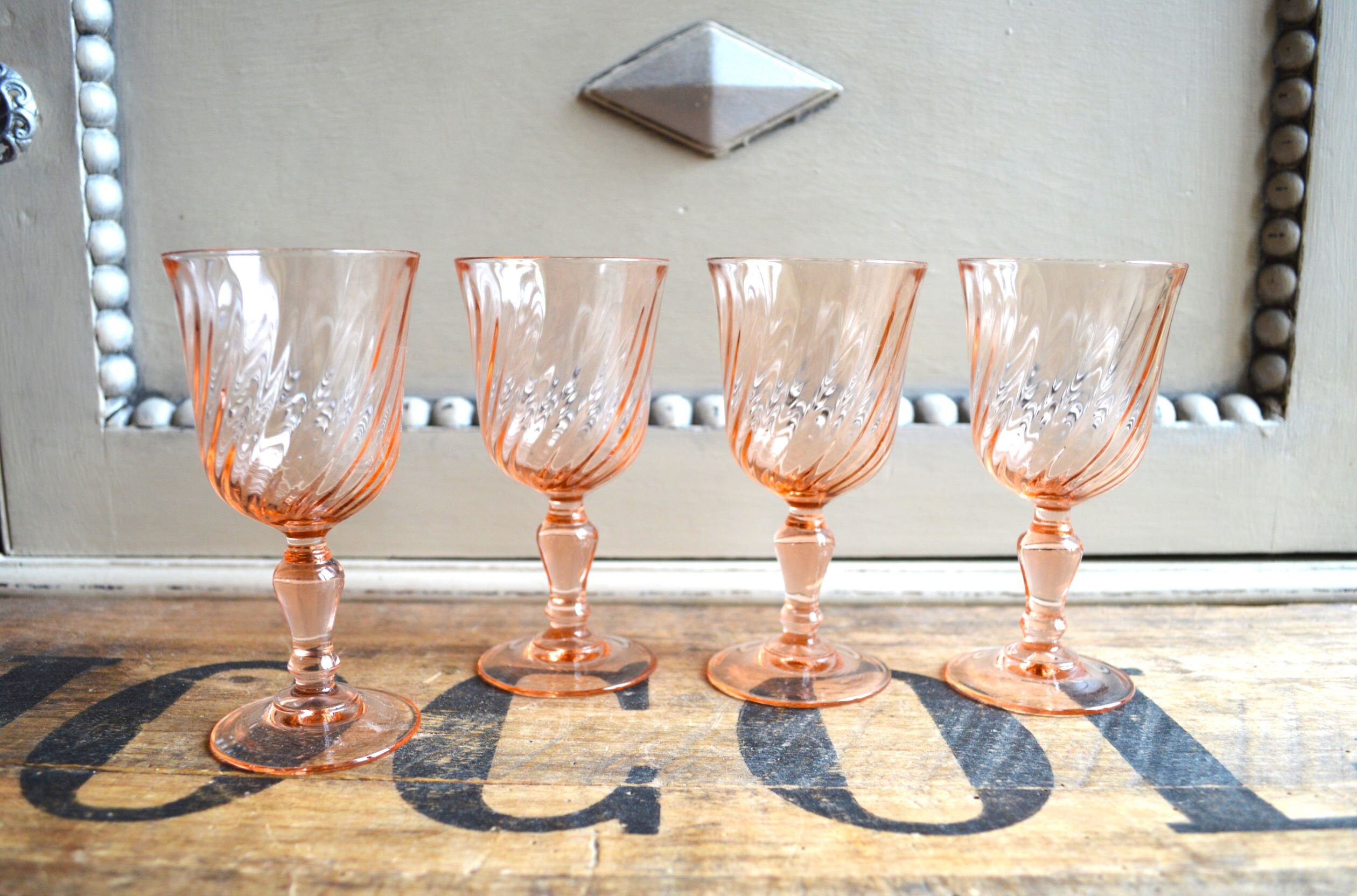 Français Verres à Vin Rosaline X 4, Arcoroc, Verre Tourbillon Rose Rosaline, de 100 Ml