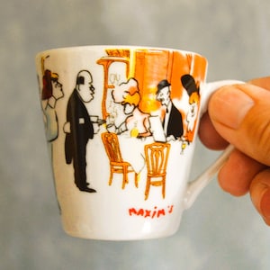 French espresso cup & saucer Maxim's Paris, Shelf styling, Gift for her, Housewarming gift, Collector's gift