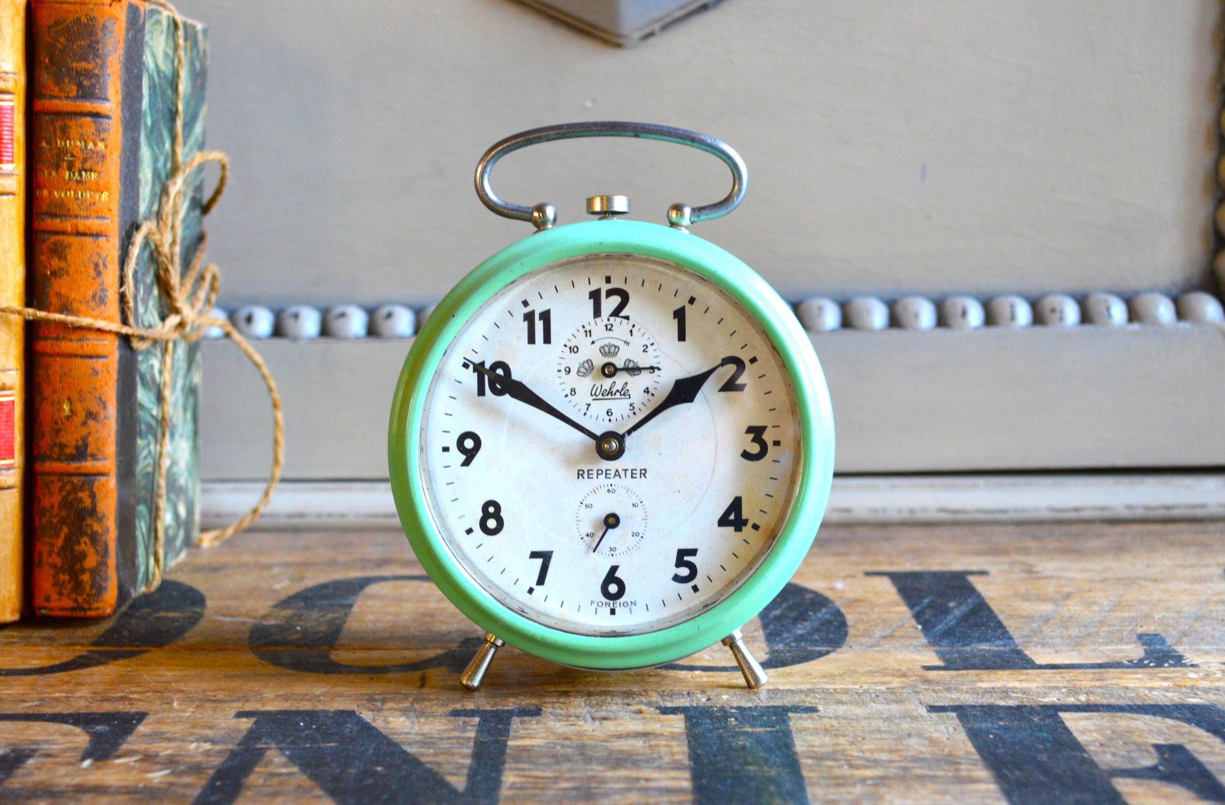 Réveil Wehrle, Remontage Mécanique, Entièrement Fonctionnel, Horloge Allemande Vintage