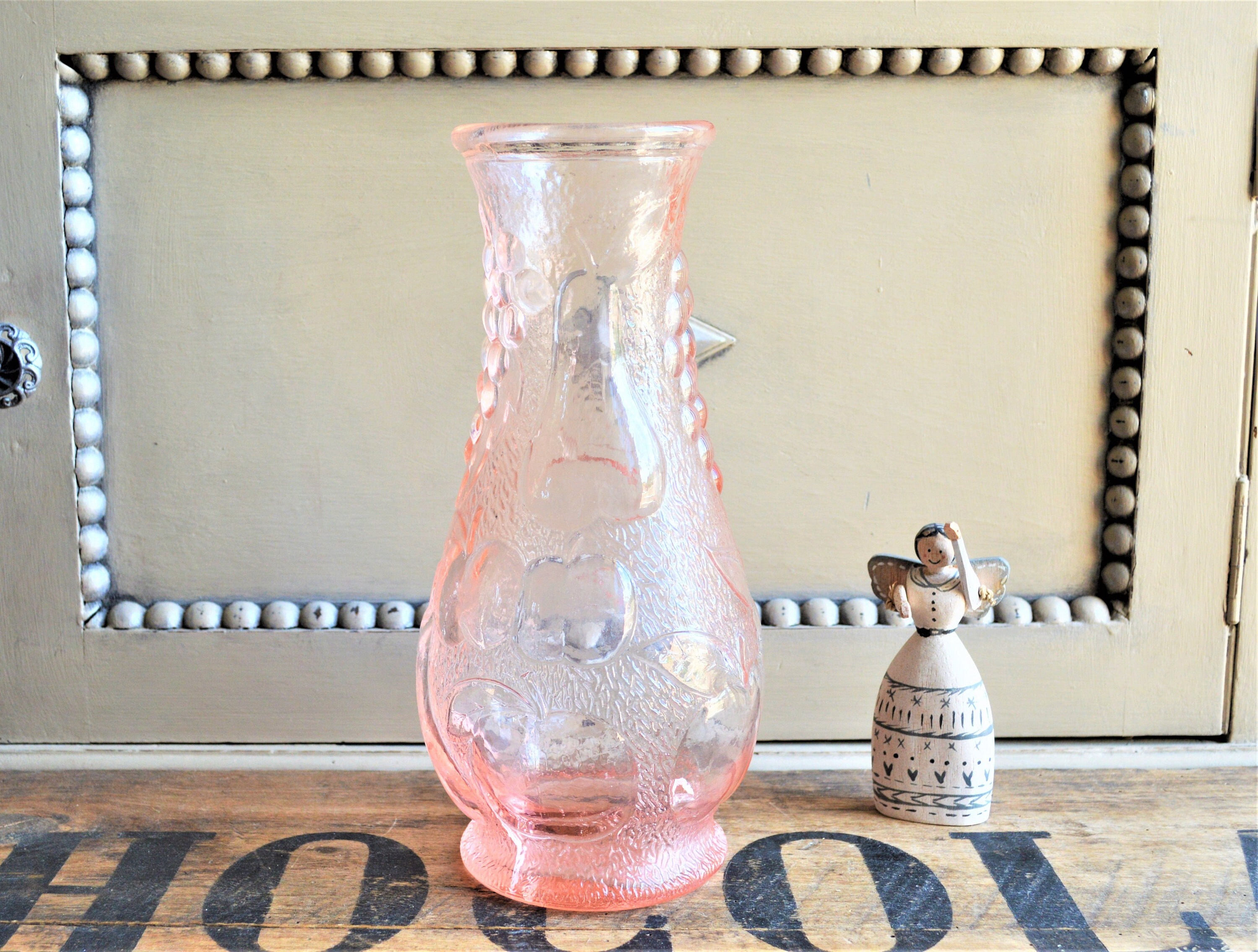 Carafe en Verre Rose, 1, 5 Litre, 50 Fl Oz, Cruche d'eau, Carafe à Vin, Made in Italy, Décoration Re