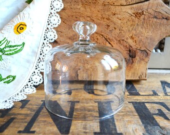 Vintage crystal glass cloche, French 19th century, Hand blown glass, Cake cheese cover, Food cover, Shelf styling