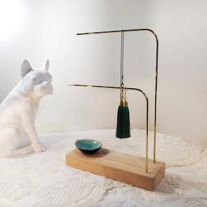 Jewelry stand wood brass jewelry tree necklace holder ring holder jewelry storage jewelry display bracelet earrings simple / 22 cm length