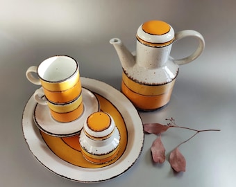 Vintage Stonehenge series SUN tableware oven to table Midwinter 1970 England JG Meakin stoneware off white yellow orange fat lava TOP condition