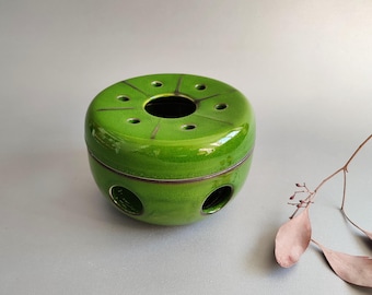 Vintage Thomas Scandic Stove Tea Warmer Fat Lava 1970s Germany Bright Green, like new, never used