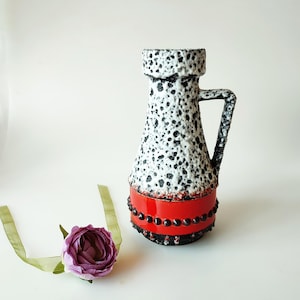 Jarrones vintage de lava gruesa Schlossberg, cerámica roja, blanca y negra, años 60 y 70, Alemania Occidental, excelente estado, 283,20