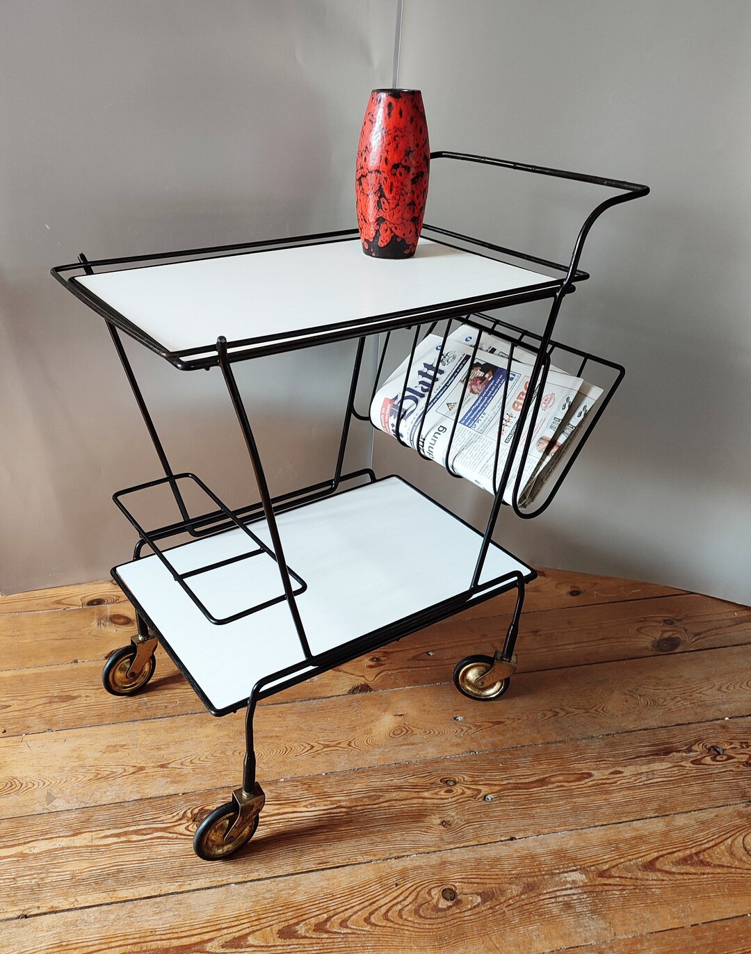 String Cart Vintage String Design Tea Cart Side Table Party Compact Serving Cart 60 ...