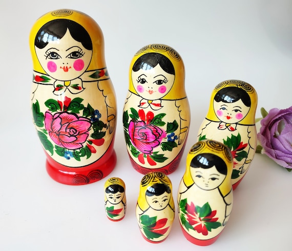 Wooden Doll Matreschka Matrochka Russian Set Doll Hand Painted 6