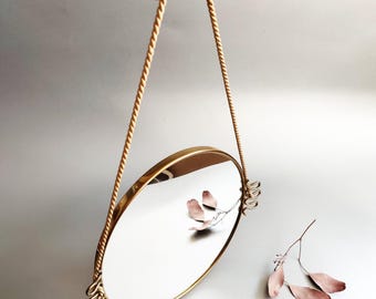 12" MCM Josef Frank for Svenskt Tenn Vintage Designer Mirror 1960s Round Very good condition Wall mirror or usable as a tray Silk cord
