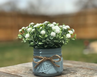 Handmade Baby's Breath Mason Jar, Rustic Farmhouse Decor