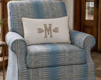 Large Monogram Applique Pillow Cover-Embroidered Pillow-Personalized Pillow-Large Lumbar Pillow-Queen/King Bed Pillow-Accent Pillow