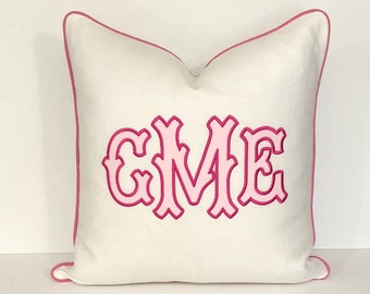 Monogram Pillow-Monogram Appliqué Pillow Cover- Embroidered Pillow-Personalized Pillow