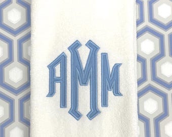 Embroidered Hand Towel Monogrammed Guest Towel Liberty London Applique Towel for Wedding Gift or Registry Bathroom Towels Customized