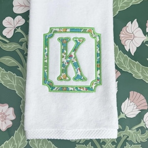 Embroidered Hand Towel Monogrammed Guest Towel Liberty London Applique Towel for Wedding Gift or Registry Bathroom Towels Customized